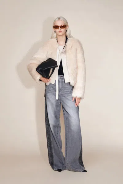 Fabrique Beryl Round Collar Short Coat In Faux Fox Fur In Multi