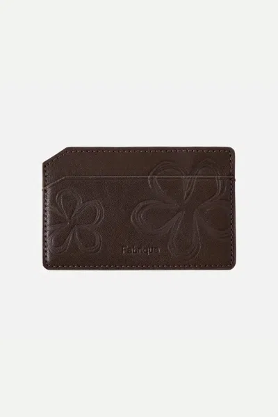 Fabrique Bevel Double Layer Card Holder In Calfskin Leather In Brown