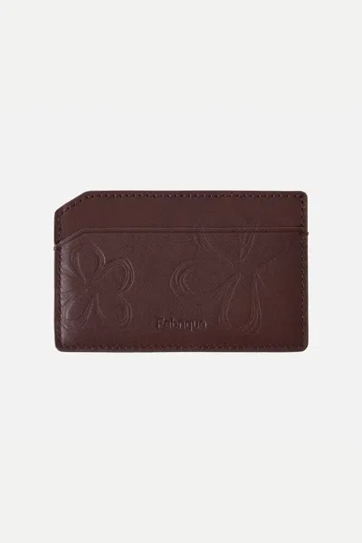 Fabrique Bevel Double Layer Card Holder In Calfskin Leather In Brown