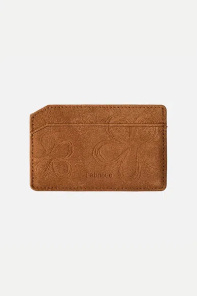 Fabrique Bevel Double Layer Card Holder In Calfskin Leather In Brown