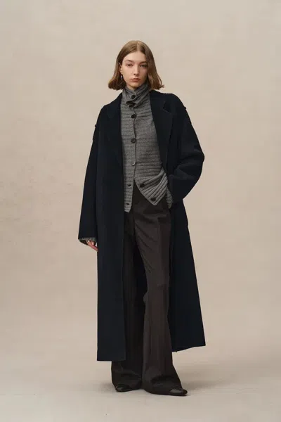 Fabrique Billy Long Coat In Double Face Wool In Black
