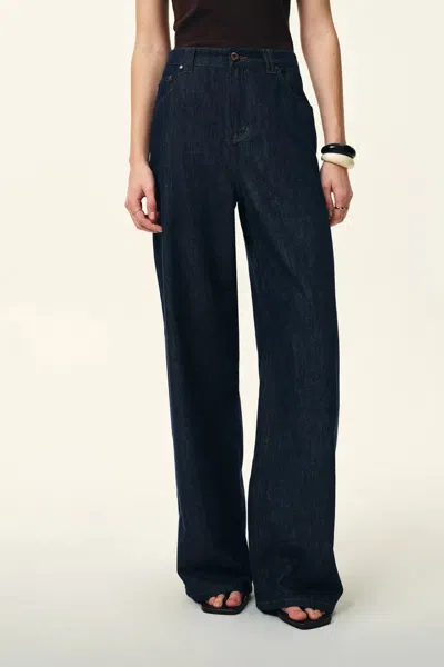 Fabrique Brielle Straight Leg Jeans In Linen Blend Denim In Blue