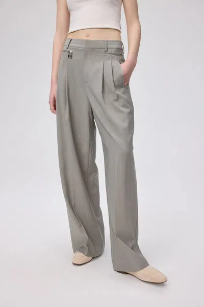 Fabrique Bug Wide Leg Pants In Worsted Wool Blend In Gray