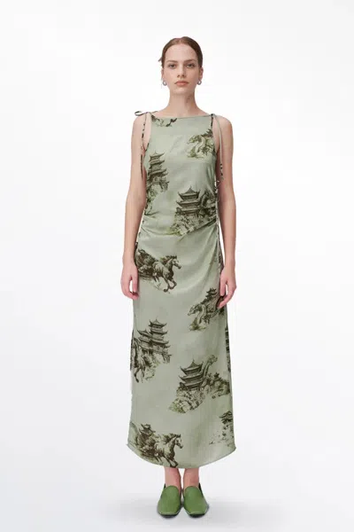 Fabrique Calista Flora Print Dress In Gray