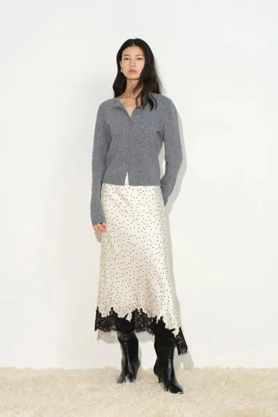 Fabrique Calliope Crystal Embellished Cardigan In Wool Yarn In Gray