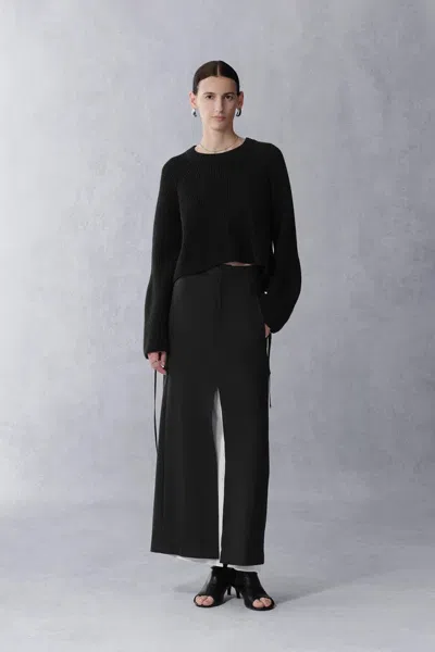 Fabrique Calliope Wide Sleeves Crop Sweater In Merino Cashmere Knit In Black