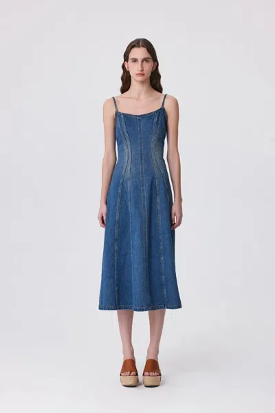 Fabrique Carmelia Pinafore Dress In Cotton Denim In Blue