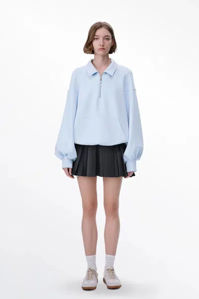 Fabrique Casea Puff Sleeve Sweater In Viscose Blend In Blue