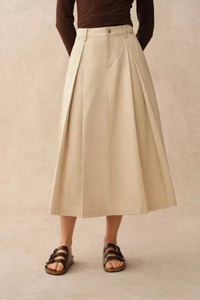 Fabrique Cathy A Line Skirt In Lightweight Cotton Twill In Nude