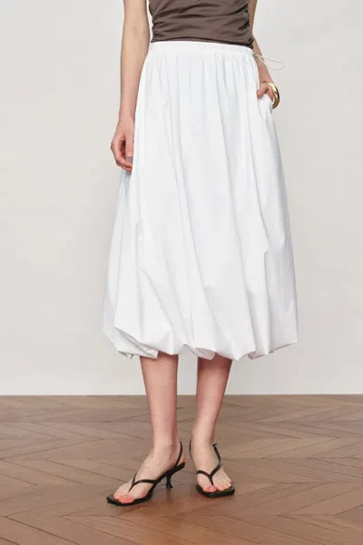 Fabrique Cathy White Twisted-seam Bubble Midi Skirt In Lightweight Blend In Neutral
