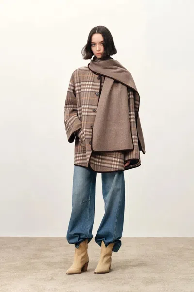 Fabrique Cecilia Reversible Double Face Short Coat In Wool Cashmere Blend In Multi