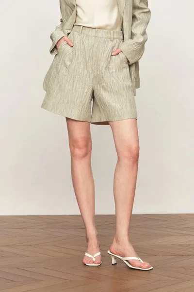 Fabrique Cephas Pleated A Lines Suit Shorts In Crepe Acetate In Green