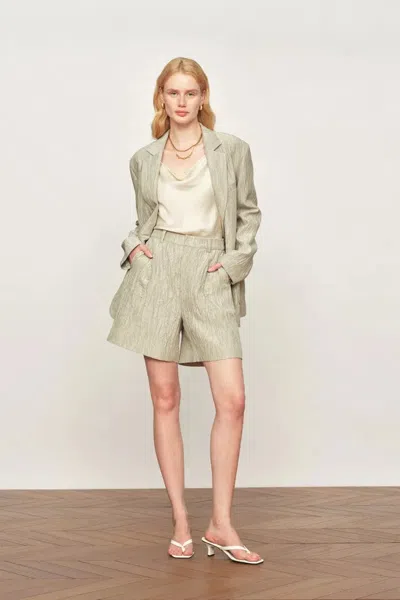 Fabrique Cephas Pleated Fabric Blazer And Shorts Matching Set In Premium Crepe Acetate In Green