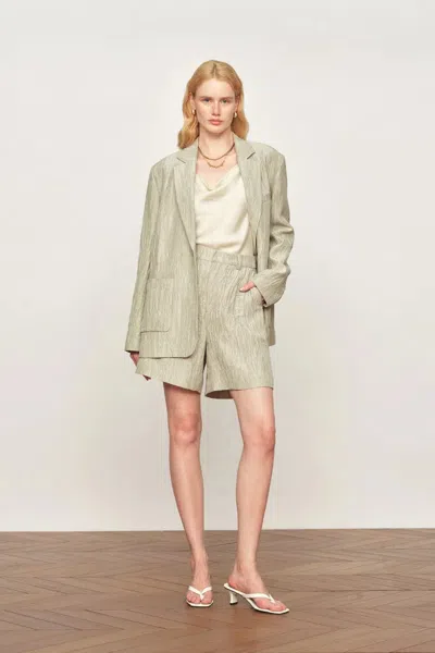 Fabrique Cephas Pleated Fabric Blazer In Premium Crepe Acetate In Green