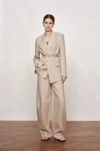 Fabrique Charlie Deconstructed Asymmetric Double-belt Blazer In Cotton Linen In Neutral