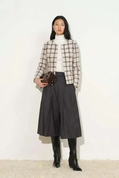 Fabrique Charlotte Plaid Cropped Jacket In Bouclé Tweed In Black