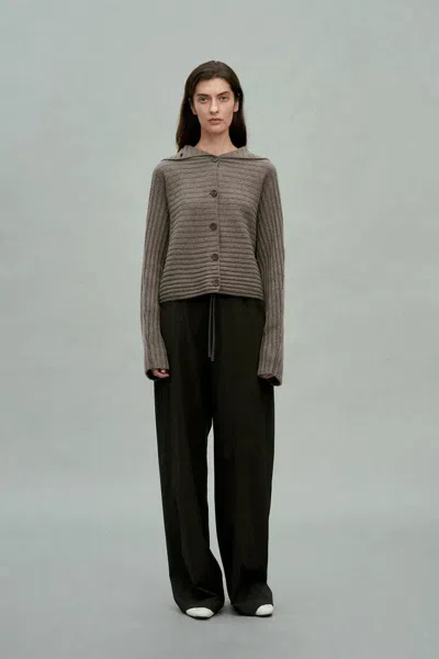 Fabrique Charlotte Turtleneck Ribbed Knit Cardigan In Merino Wool-cashmere