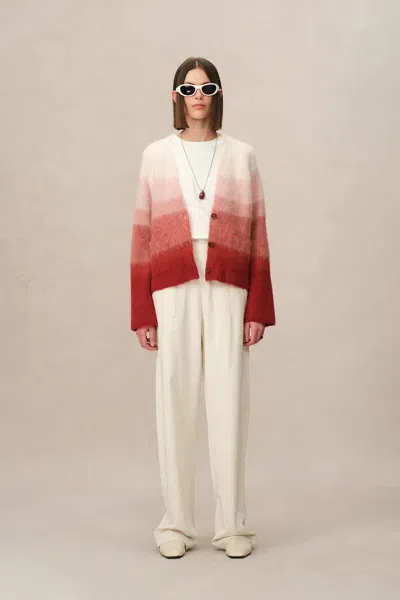 Fabrique Cherry Ombre Cardigan In Baby Alpaca Blend Knit In Multi