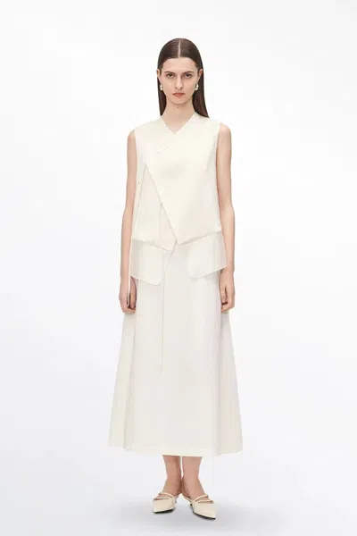 Fabrique Cindy New Oriental Top In Silk Wool Blend In White