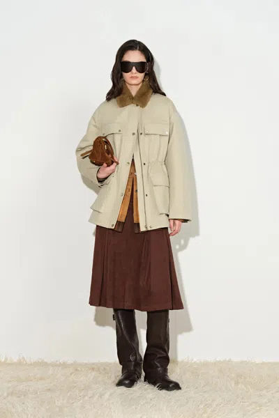 Fabrique Clara Drawstring Waist Field Jacket In 100% Cotton In Earth Tone