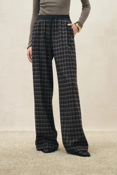 Fabrique Clara Drawstring Wide Leg Pants In Flannel In Multi