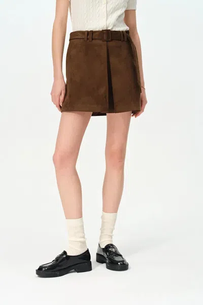 Fabrique Clara Midi Skirt In Premium Faux Suede