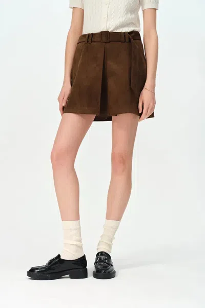 Fabrique Clara Midi Skirt In Premium Faux Suede