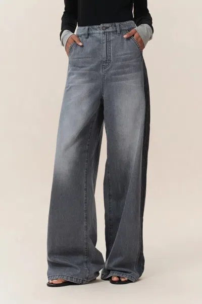 Fabrique Clarisse Darker Side Baggy Jeans In Cotton Denim In Gray
