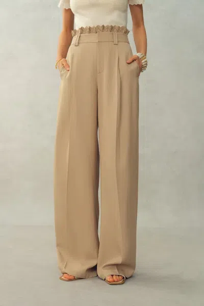 Fabrique Clemence Lace Waist Pants In Premium Acetate In Brown