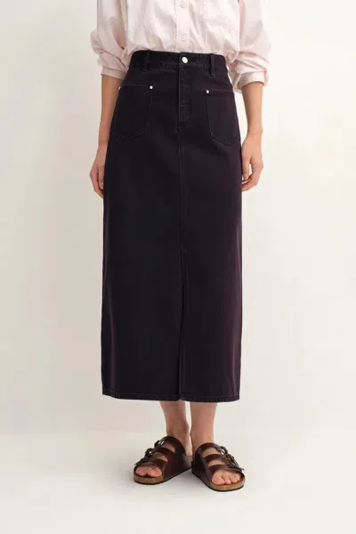 Fabrique Clo Black Reddish Skirt In Cotton Denim