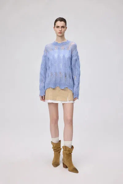 Fabrique Cloud Loose Sweater In Mohair Wool Knit In Blue