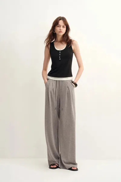 Fabrique Coco Layered Look Tank Top In Tencel-merino Knit In Gray