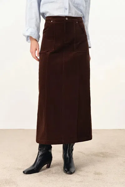 Fabrique Coco Straight Skirt In Corduroy Cotton In Brown