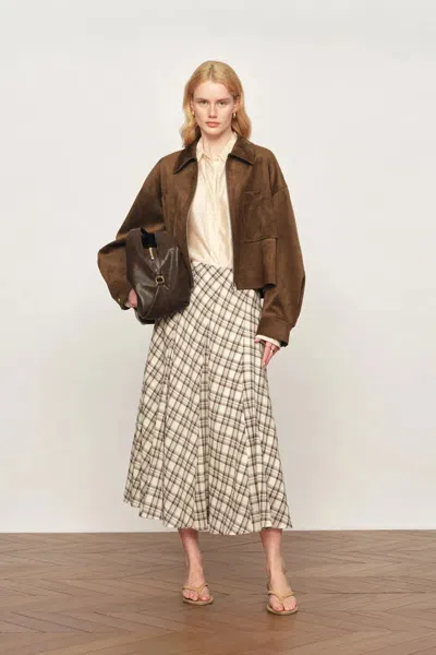 Fabrique Coddenham Jacket In Faux Suede In Brown