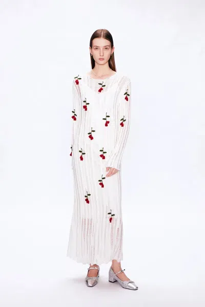 Fabrique Convallaria Handcrafted Crochet Dress In Cotton Viscose Knit In White