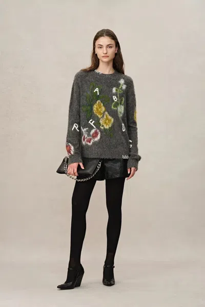 Fabrique Cyclamen Jacquard Pullover In Baby Alpaca Blend Knit In Gray