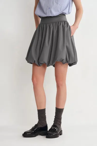 Fabrique Cynthia Short Bubble Skirt In Fine Wool Blend In Gray