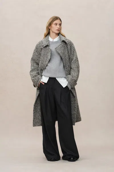 Fabrique Daisy Coat In Ultralight Bouclé Wool In Gray