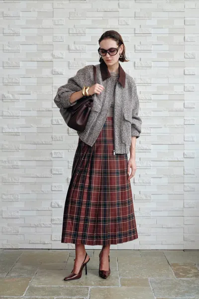 Fabrique Dakota Tweed Baseball Jacket In Wool In Gray