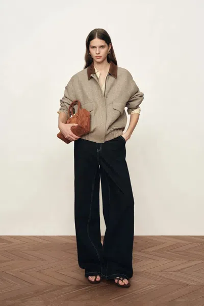 Fabrique Dakota Tweed Baseball Jacket In Wool In Multi