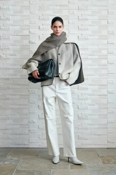 Fabrique Dara Gradient Scarf Style Wool Peacoat In Wool-silk-rabbit Hair Blend In Multi