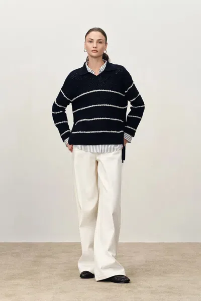 Fabrique Darcy Bouclé Striped Sweater In Merino Wool Knit In Multi