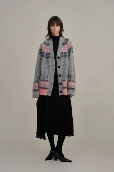 Fabrique Deanna Fair Isle Cardigan In Baby Alpaca Blend Knit In Multi