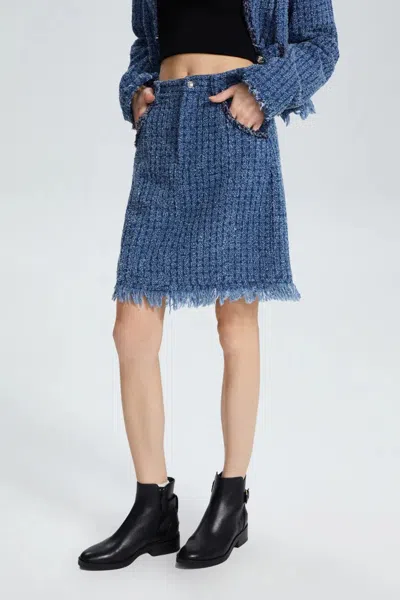 Fabrique Denise A-line Skirt In Cotton Denim In Blue