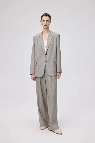 Fabrique Dniester Duo Front Zip Oversized Blazer In Worsted Wool Blend In Gray