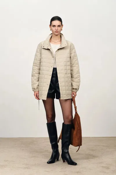 Fabrique Dona Matte Gold Snap Buttons Lightweight Quilted Jacket In High-density Down-proof