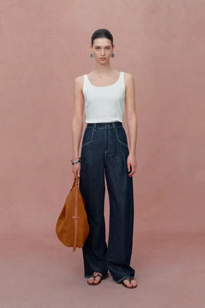 Fabrique Dries Braided White Tank Top In Tencel-silk Knit