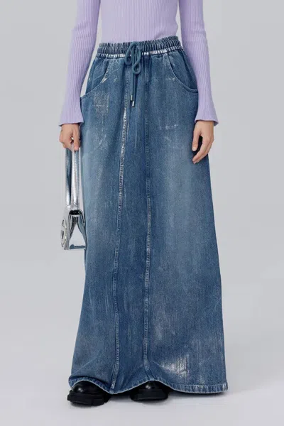 Fabrique Dulsie Denim Skirt In Cotton In Blue