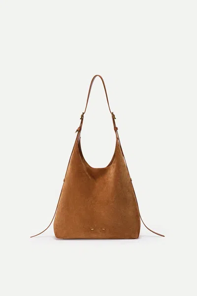 Fabrique Duomo Medium Hobo Bag In Suede In Brown