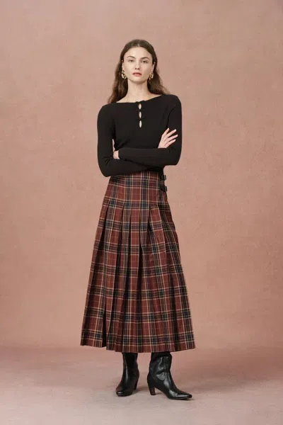 Fabrique Eden Grey Bow Tie Fitted Top In Merino Wool With Stretch Knit In Black